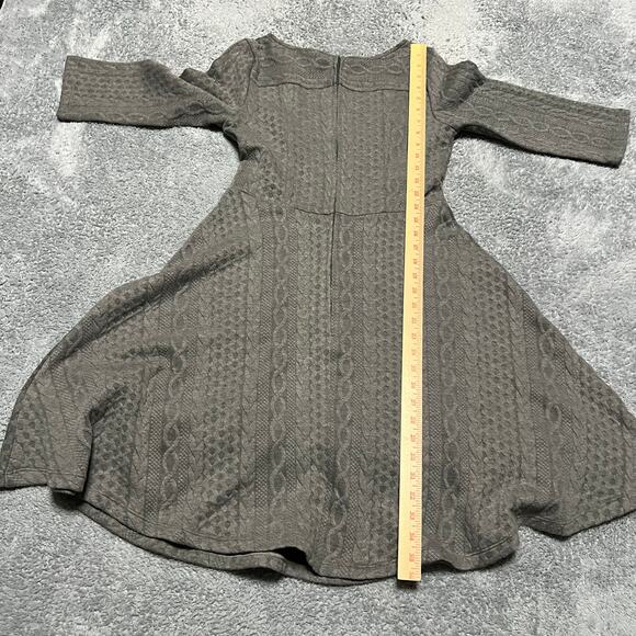 ModCloth Dress Womens Medium Gray Braid My Entire Day 3/4 Sleeve Textured - Picture 5 of 7